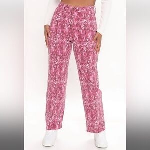 All In The Swirl Straight Leg Jeans‎ - Pink Size 9 REFFNB